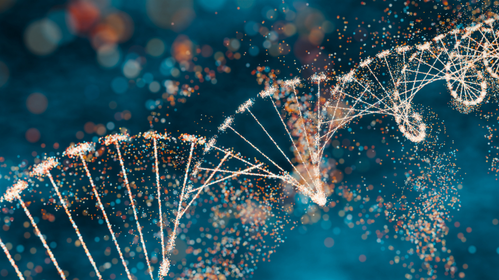 DNA molecule against a blue background