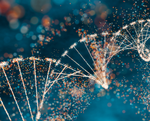 DNA molecule against a blue background